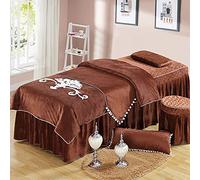 Juego de sábanas de Franela para Camilla de Masaje, 3 Piezas, Funda para Cama de salón, faldón de SPA, Incluye Almohadilla y reposacabezas para Camilla, Color Curry, 185 x 70 cm (73 x 28 PU