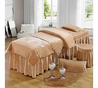 Juego de sábanas de Franela para Camilla de Masaje, 3 Piezas, Funda para Cama de salón, faldón de SPA, Incluye Almohadilla y reposacabezas para camillas, Color Camello, 190 x 70 cm (75 x 28