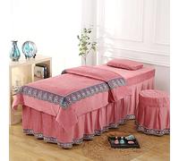 Juego de sábanas de Franela para Camilla de Masaje (4 Piezas), Lujosa Funda de Cama de Felpa para SPA y Belleza, cubrecamas y faldón para mesas, Color Arena, 190 x 80 cm (75 x 31 Pulgadas)