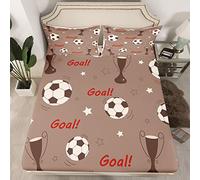 Juego de sábanas de fútbol para niños, diseño de balón de fútbol, sábana bajera ajustada para niños, ultra suave, para juegos deportivos competitivos, trofeo, ropa de cama para ganadores de fútbol