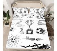 Juego de sábanas de fútbol para niños, sábana bajera ajustable para niños, ultrasuave, juego de cama de fútbol competitivo, tamaño individual
