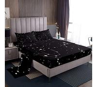 Juego de sábanas de Galaxia tamaño Individual para niños y niñas, Juego de Ropa de Cama de Cielo Estrellado con constelación de Estrellas Individuales, Juego de sábanas de Microfibra súper Suave, tra