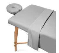 Juego De Sábanas De Masaje De Microfibra De 3 Piezas Incluye Sábana Encimera De Masaje Sábana Bajera Ajustable Y Funda Para Reposa Cara Massage Chair Cover Set Transpirable (Gris Claro,80 x 185 cm)