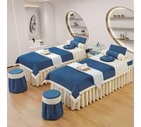 Juego de sábanas de masaje premium de 4 piezas para camillas de masaje, falda para camilla de masaje de color sólido transpirable reutilizable para ropa de cama de belleza facial ( Color : F , Size :