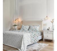 Juego DE SÁBANAS DE Matrimonio SIN Plancha Karma - Fabricado en Italia - Microfibra - Encimera 240x270 cm, Bajera 170x200 cm con Esquinas elásticas de 25 cm, 2 Fundas de Almohada 50x80 cm - Ramage