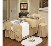 Juego de sábanas de microfibra de 4 piezas, para cama facial, transpirable, reutilizable, color sólido, falda de mesa de masaje