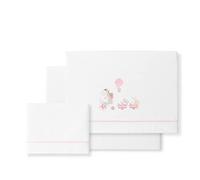 Juego de sábanas de Minicuna JIRAFA BICICLETA en blanco rosa · 100% ALGODÓN · INTERBABY