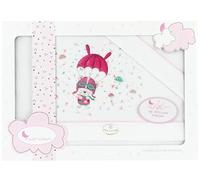 Juego de sábanas de Minicuna PARACAÍDAS en blanco rosa · 100% ALGODÓN · INTERBABY