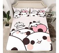 Juego de sábanas de Panda de Dibujos Animados para niñas, Juego de sábanas de Panda Lindo para niños y niñas, Ropa de Cama de Animales, sábana Bajera Kawaii, Funda de Cama Rosa, Juego de sábanas de t