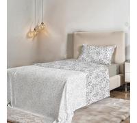 Juego DE SÁBANAS DE Plaza Y Media SIN Plancha Fantasy - Fabricado en Italia - Microfibra - Encimera 180x270 cm, Bajera 120x200 cm con Esquinas elásticas de 25 cm, Funda de Almohada 50x80 cm - Flor