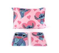 Juego de Sabanas Disney Stitch, Diseño de Corazones Rosa, 100% Algodón