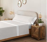 Juego de sábanas Estampadas Serena Cotton Luxe, 100% Algodón -150 Hilos, Modelo: Bora, Color: Lino, Medida: Cama de 150x190/200 cm.