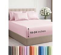 Juego de sábanas extra profundas tamaño King, 6 piezas, transpirables y refrescantes, ropa de cama de lujo de hotel para mujeres, hombres, niños y adolescentes, ajuste fácil y seguro, suaves y sin