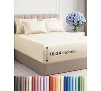 Juego de sábanas extra profundas tamaño Queen, 6 piezas, transpirables y refrescantes, ropa de cama de lujo de hotel para mujeres, hombres, niños y adolescentes, ajuste fácil y seguro, suave, sin