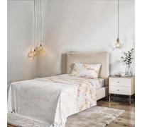 Juego DE SÁBANAS Individual SIN Plancha Karma - Fabricado en Italia - Microfibra - Encimera 150x270 cm, Bajera 90x200 cm con Esquinas elásticas de 25 cm, Funda de Almohada 50x80 cm - Bouquet Rosa