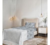 Juego DE SÁBANAS Individual SIN Plancha Karma - Fabricado en Italia - Microfibra - Encimera 150x270 cm, Bajera 90x200 cm con Esquinas elásticas de 25 cm, Funda de Almohada 50x80 cm - Geo
