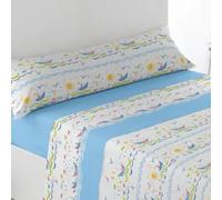 Juego de sábanas ligero, suave, fresco. Infantil, Azul, Juego de Cama 100% Microfibra tacto Satén. Cama de 90 Panda, Leones, Animales. Primavera, Verano. Dormitorio Elegante, Alegre, Colorido,Luz.