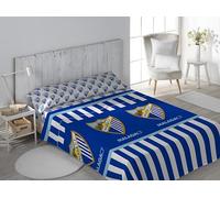 ASDITEX Juego de Sábanas Málaga CF, Diseño Oficial con Escudo y Rayas, para Cama de 90, 105, 135, 150 cm (105)