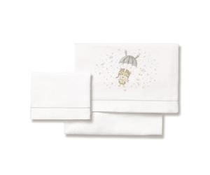 Juego de sábanas PARACAÍDAS en blanco gris para Carro y Capazo de Bebé · 100% ALGODÓN · INTERBABY