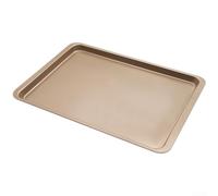 Juego de sábanas resistentes de carbono antiadherente para pizza, pan, asado, pollo, bandeja rectangular grande de 14.5 pulgadas, color negro (dorado)