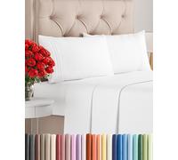 Juego de sábanas tamaño California King, juego de 4 piezas, sábanas de lujo de hotel, extrasuaves, bolsillos profundos, transpirables y frescas, no se arrugan, cómodas, sábanas de cama de color blanco