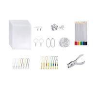 Juego de sábanas termorretráctiles con lápices de colores, ganchos para aretes, llavero, agujero para aretes, joyería, manualidades para niños