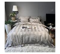 Juego de sábanas tfbhl Juego de Cama de Hotel de Lujo Gris 4pcs Rey King = tamaño sábana Plana nórdica nórdica egipcia algodón Seda nórdica nórdica de la Cama forra