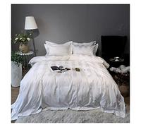Juego de sábanas tfbhl Juego de Cama de Hotel de Lujo Gris 4pcs Rey King = tamaño sábana Plana nórdica nórdica egipcia algodón Seda nórdica nórdica de la Cama forra