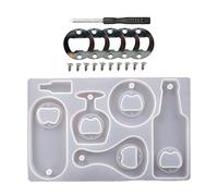 Juego de sacacorchos de resina de cristal epoxi y silicona para abrir cerveza, 9.4 x 5.9 x 0.4 pulgadas