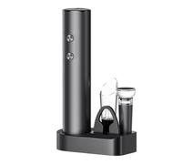 Juego de sacacorchos eléctrico que funciona con pilas, incluye cortador de aluminio, aireador, tapón al vacío, base de almacenamiento para vino