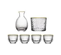 Juego de sake con patrón de martillo de vidrio con borde dorado, calentador de vino, taza de soju coreana, taza de tequila, taza de whisky, vino doméstico (color: B) (D)
