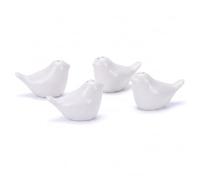 Juego de salero y pimentero con bonito pájaro, tarros de condimentos de cerámica blanca, boda de San Valentín, decoración de cocina de primavera, granja rústica, 4 Uds.