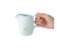 Juego de salsera Ceic azul pintado a mano con tapa, bonita jarra de crema y olla de salsa, mango y boquilla puntiaguda para mesa de comedor, perfecto para salsas y salsas