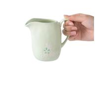 Juego de salsera Ceic pintado a mano con tapa y jarra de crema, bonita boquilla puntiaguda, ideal para salsas y salsas, diseño verde perfecto para cenar y entretener