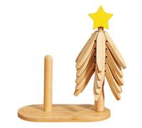 Juego de salvamanteles de madera con diseño de árbol - Salvamanteles de madera con diseño de estrella con trípode, con base de soporte y base con motivo de estrella de tela, para cuencos, tazas