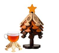 Juego de salvamanteles Plegable de Madera para árbol de Navidad, Posavasos Resistentes al Calor de 5 Piezas con Soporte, Protector de Cocina con diseño de Motivo de | Olla Caliente de Madera durad