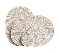 Juego de salvamanteles resistentes al calor de 5 piezas, almohadillas de cuerda de algodón para macetas, mesas, estilo bohemio, lavable a máquina, 40 x 30 cm (B)