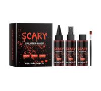 Juego de sangre falsa para Halloween, spray de sangre artificial y sangre falsa que gotea, lavable para Halloween, maquillaje de sangre artificial para ropa, zombie, vampiro Cosplay y Dress Up (A)