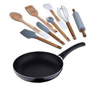 Juego de sartén ø24x4,5cm aluminio prensado + 3 utensilios de cocina en madera y silicona + 5 utensilios de cocina en silicona pixel chef sauce 20 cm