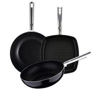 Juego de Sartén Ø30x5 + Wok Ø28x8 + Sartén asador 28x28cm en Aluminio prensado PIXEL Pro Chef Sauce