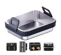 Juego de sartén para freidora de aire para horno, rejilla de metal con mango de silicona, equipo de bandeja para para hornear reutilizable, accesorio de cocina resistente | Servicio de preparació