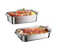 Juego de sartén y Olla de Cobre pequeñas: Bandeja para Hornear y Bandeja calentadora de Acero Inoxidable, 5 tamaños (Desde 45 cm hasta 45 cm de Profundidad), versátil.
