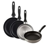 Juego de sartenes Ø16 Ø20 Ø24 y Ø28 cm inducción, antiadherente, en aluminio prensado, en color gris metalizado