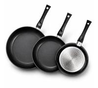 Juego de Sartenes Antiadherentes 20, 24 y 28 cm | Inducción, Gas y Vitro | Cocina sin Aceite | Revestimiento Anti Rayaduras | Mango Ergonómico | Set Sartenes Cocina Profesional Fácil Limpieza