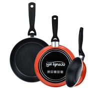 Juego de Sartenes Expert Valencia: Juego de 3 sartenes de Ø18Ø20Ø24cm en Acero al carbono color Naranja antiadherente y resistente EXPERT VALENCIA San Ignacio