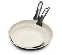 Juego de sartenes GreenPan Rio de 8"" y 10"" con revestimiento antiadherente de cer mica, libre de PFOA y PFAS, mangos de baquelita que se mantiene