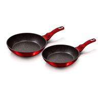 Berlinger Haus Burgundy Juego 2 Sartenes Inducción 22-26cm, Aluminio Forjado, Antiadherente Ecológico Mármol sin PFOA, Diseño Metallic Line Rojo, Apta Cocinas, Vitrocerámica, Gas (BH-1612NF)