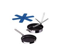 Joseph Joseph Space Steel set 2 sartenes acero inox 24/28 cm antiadherente cerámica, inducción, asas plegables, apilable