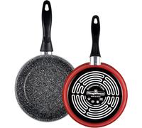 MAGEFESA K2 Juego de 2 sartenes, Antiadherente bicapa Reforzado Efecto Piedra, aptas para Todo Tipo de cocinas, Especial inducción 50 Percent de Ahorro energético, Rojo, 20/24 cm