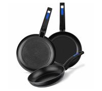 Monix Martín Berasategui | Set de 3 Sartenes, Aluminio Forjado con Antiadherente sin PFOA, Aptas para lavavajillas, Negro, 18,22,26 cm